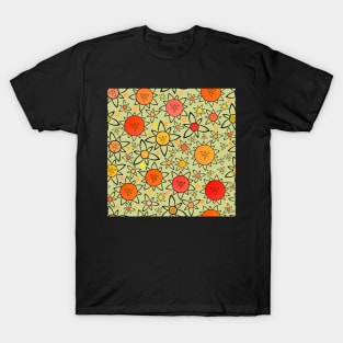 Flower Suns Warm on Sage Green Repeat 5748 T-Shirt